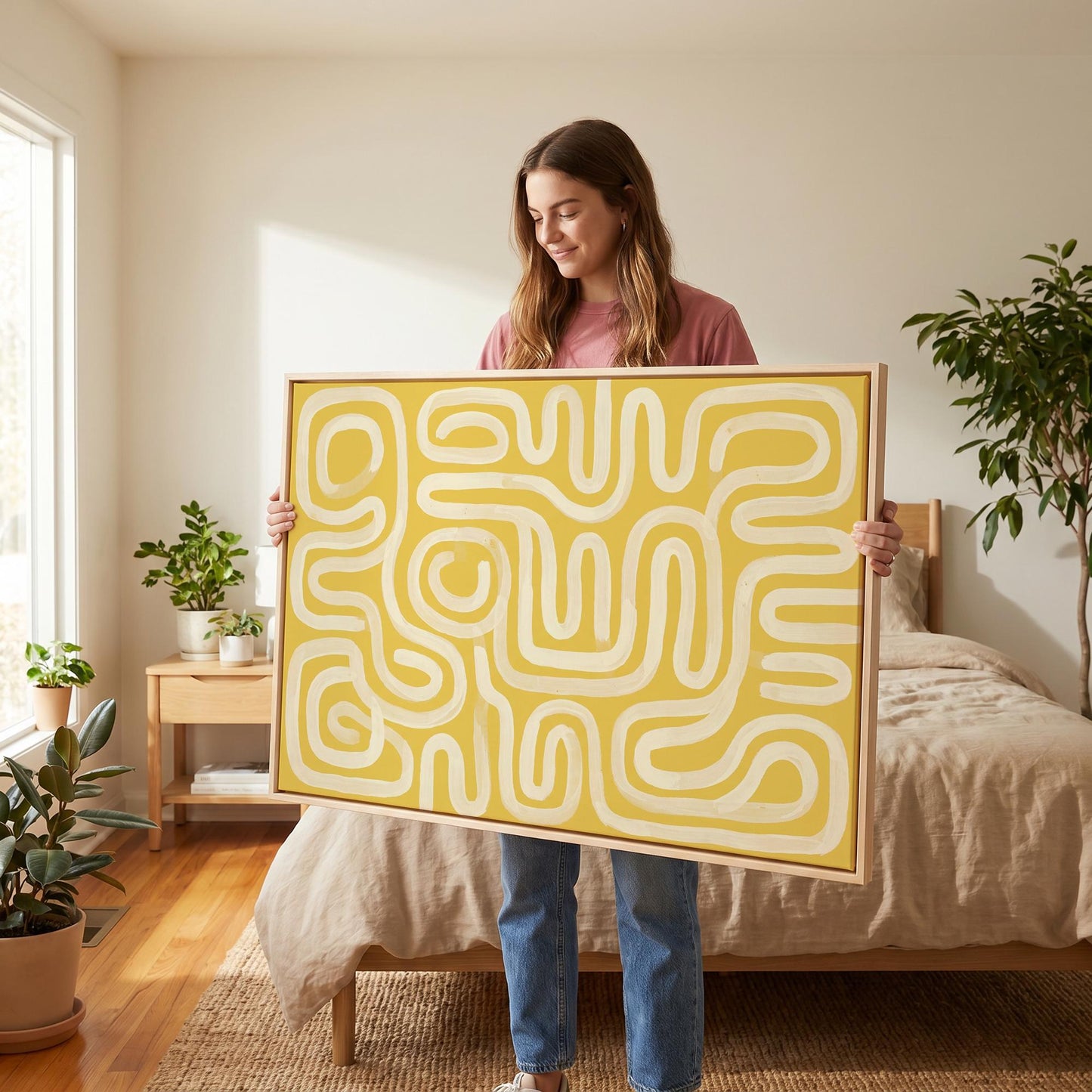 Abstract Swirl Lines Canvas Wall Art