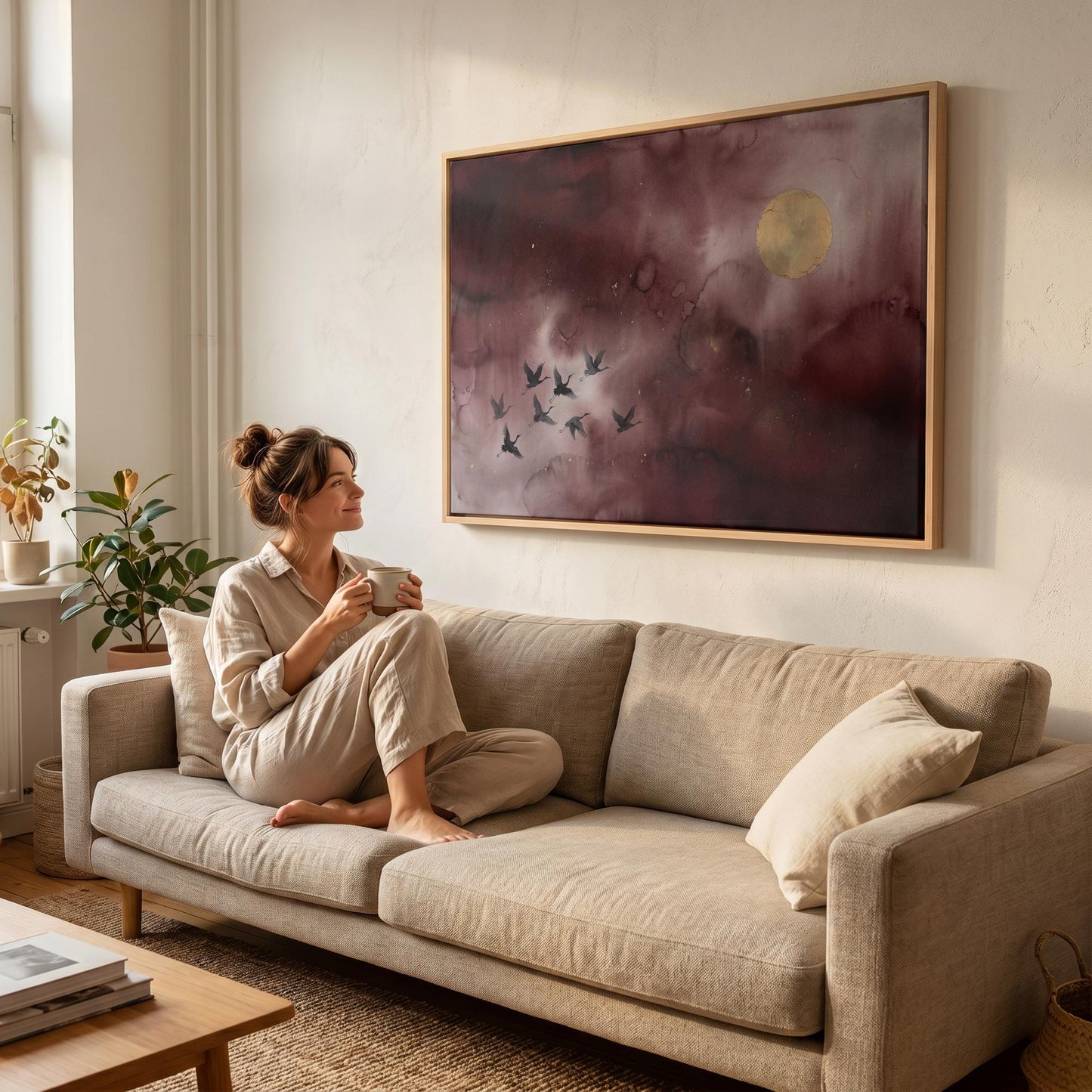 Flying Cranes Canvas Wall Art