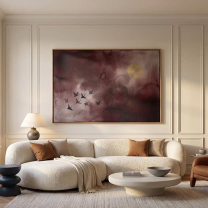 Flying Cranes Canvas Wall Art