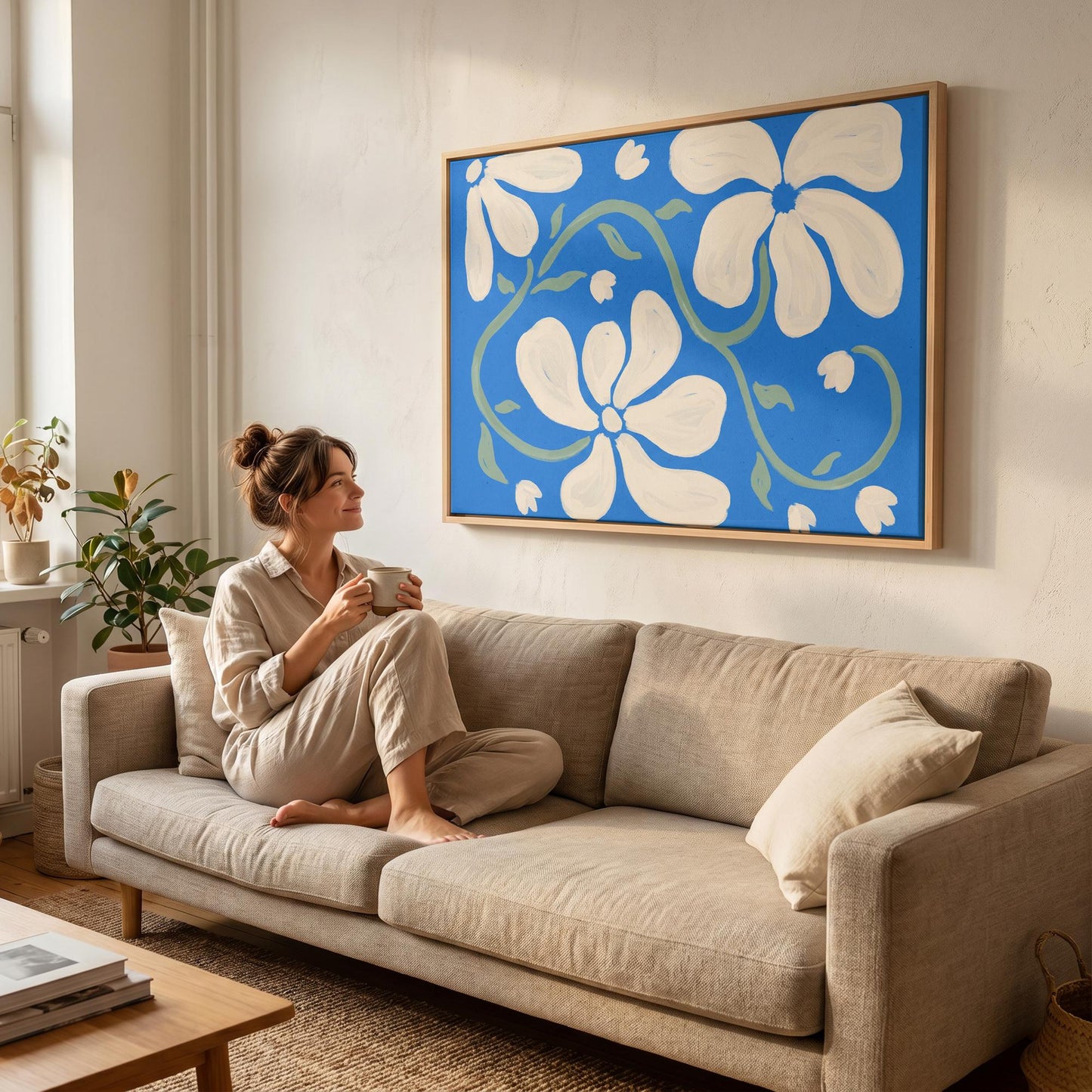 White Floral Canvas Wall Art