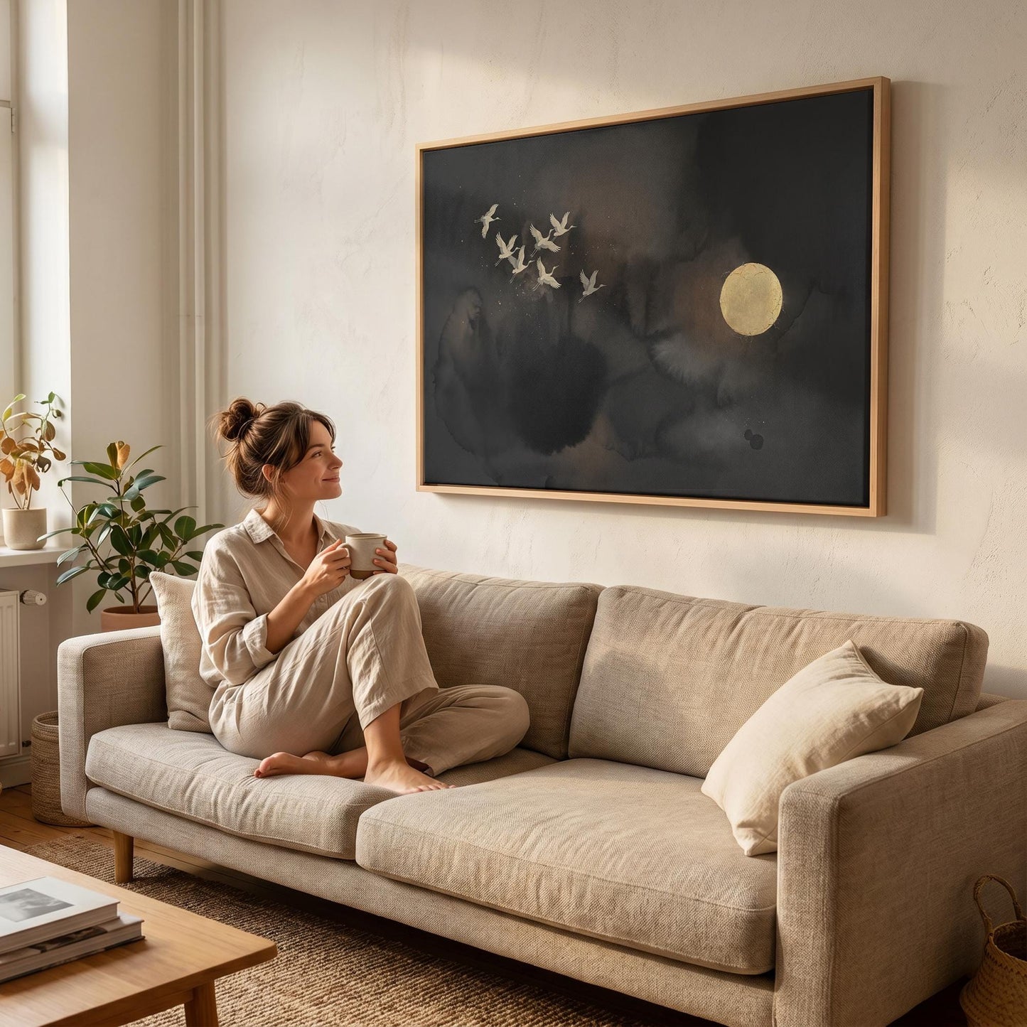 Flying Cranes Canvas Wall Art