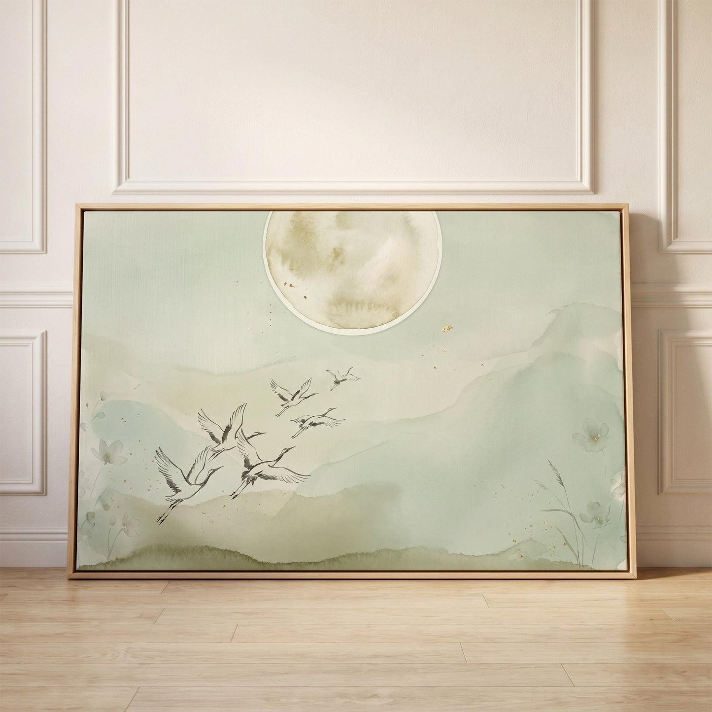 Flying Cranes Canvas Wall Art