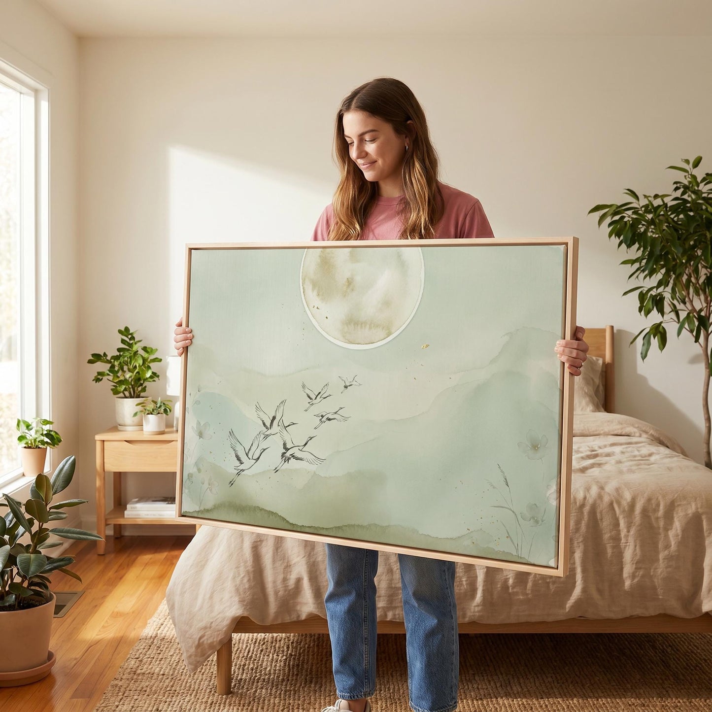 Flying Cranes Canvas Wall Art