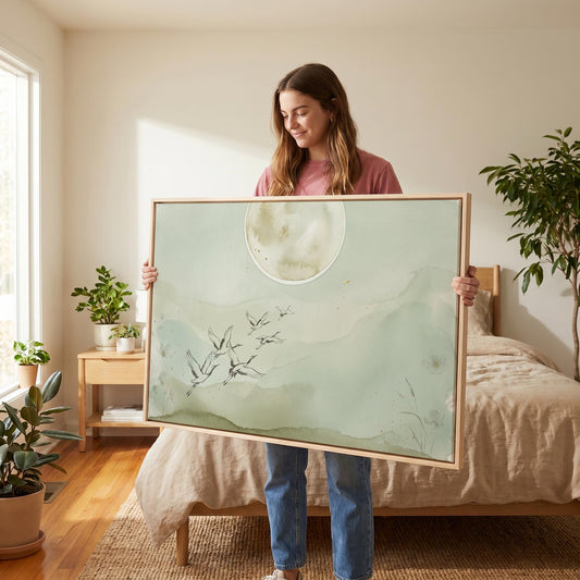 Flying Cranes Canvas Wall Art