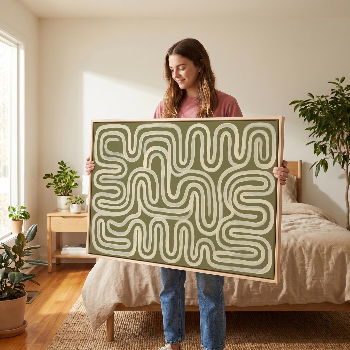 Abstract Wavy Lines Canvas Wall Art