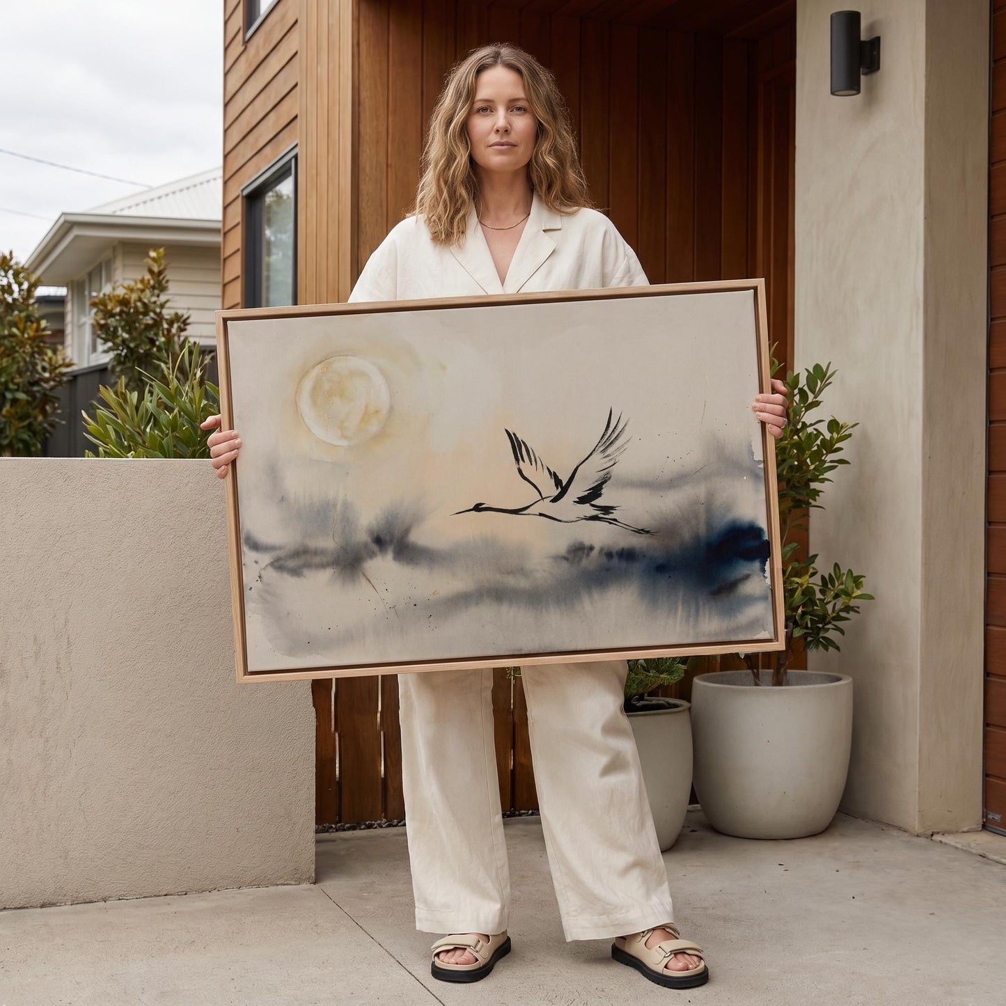Flying Crane Canvas Wall Art