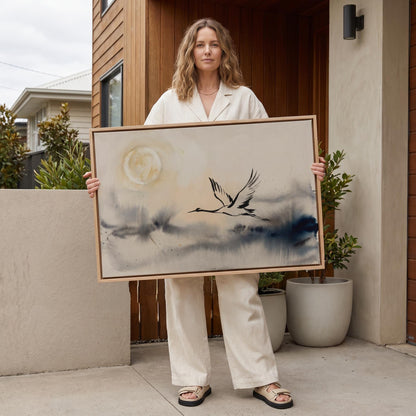 Flying Crane Canvas Wall Art