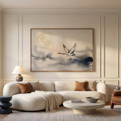 Flying Crane Canvas Wall Art