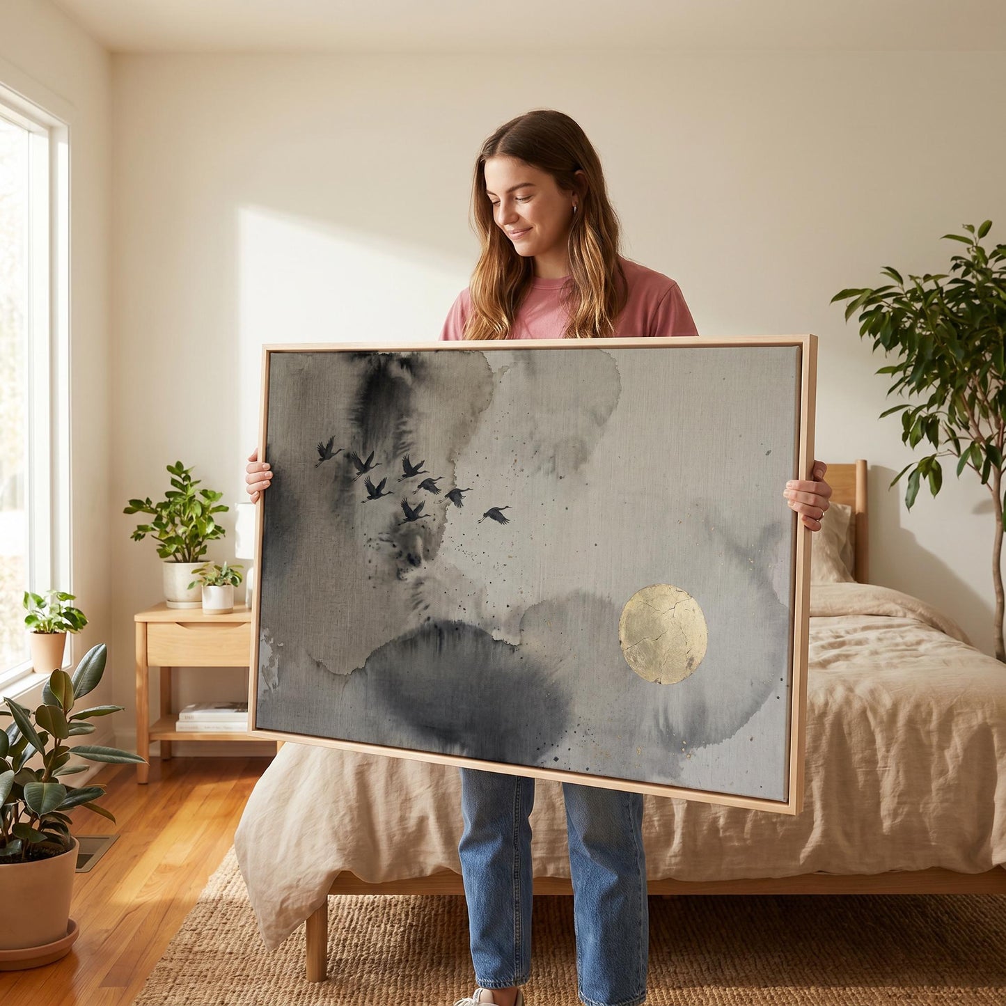 Flying Cranes Canvas Wall Art