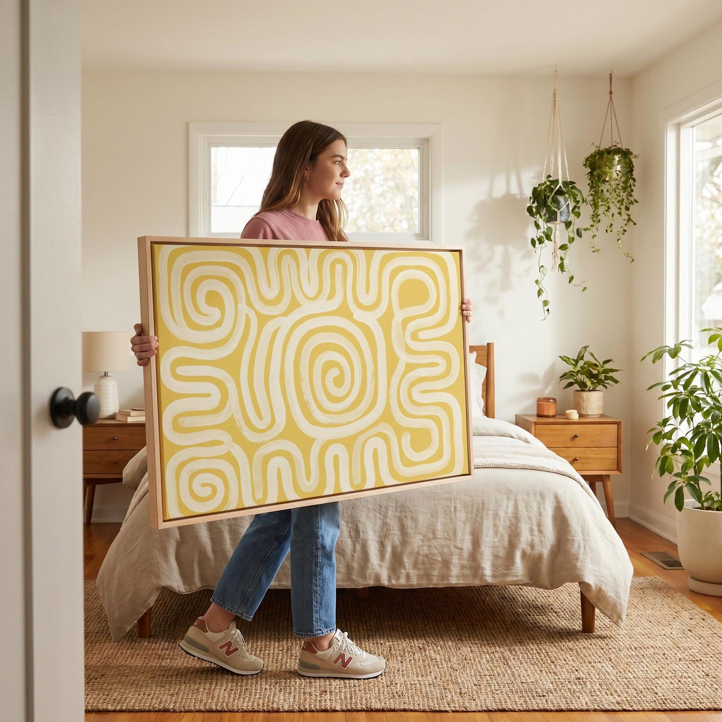 Abstract Swirl Lines Canvas Wall Art