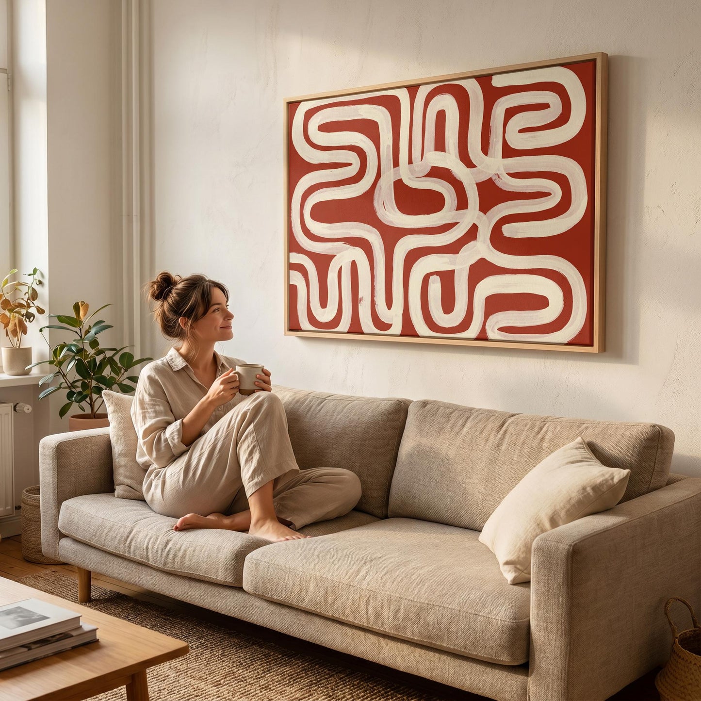 Abstract Wavy Lines Canvas Wall Art