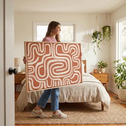 Abstract Maze Lines Canvas Wall Art