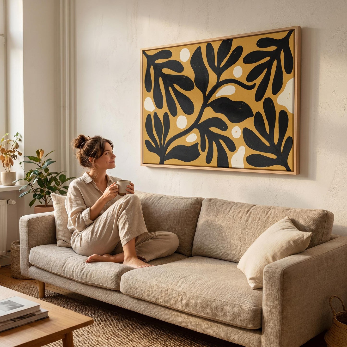 Abstract Botanical Leaves Canvas Wall Art