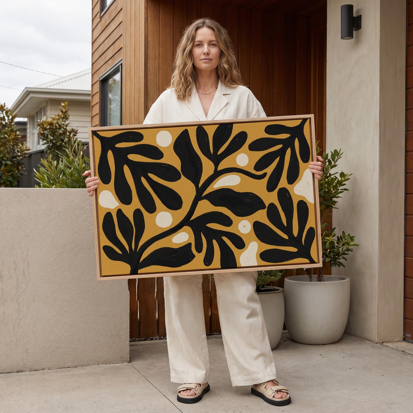 Abstract Botanical Leaves Canvas Wall Art