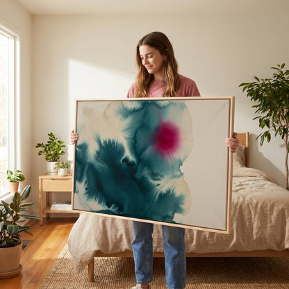 Teal Magenta Abstract Canvas Wall Art