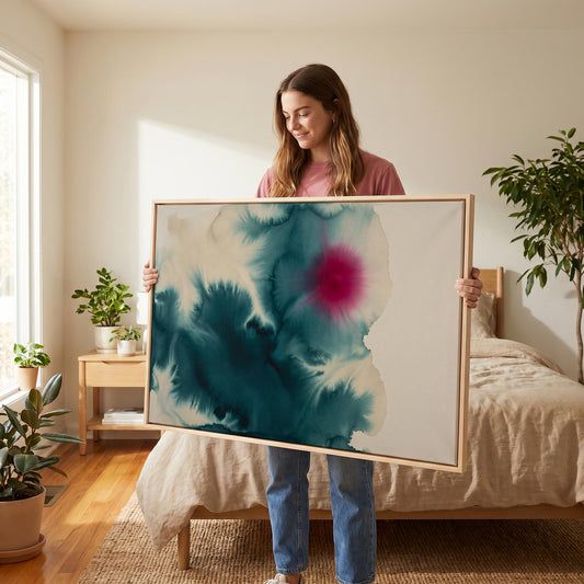 Teal Magenta Abstract Canvas Wall Art