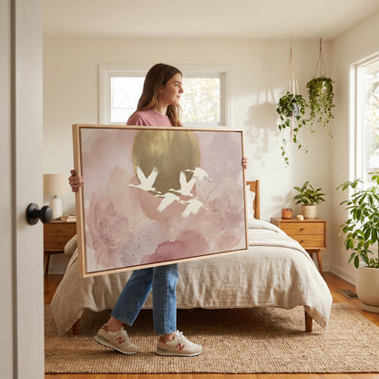 Flying Cranes Canvas Wall Art