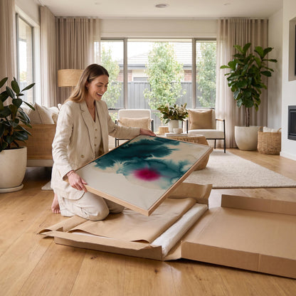 Teal Magenta Abstract Canvas Wall Art