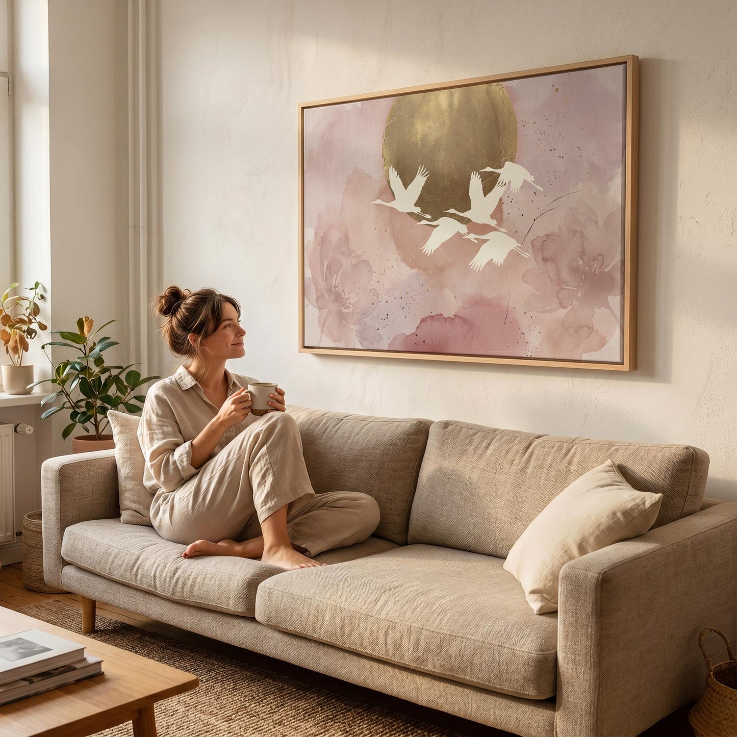 Flying Cranes Canvas Wall Art