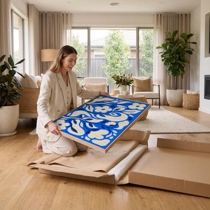 Blue Floral Canvas Wall Art