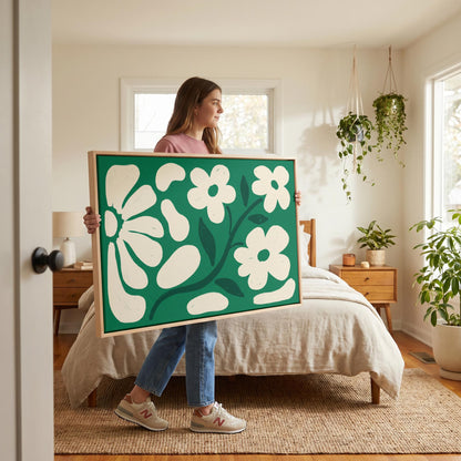 Retro Daisy Flowers Canvas Wall Art