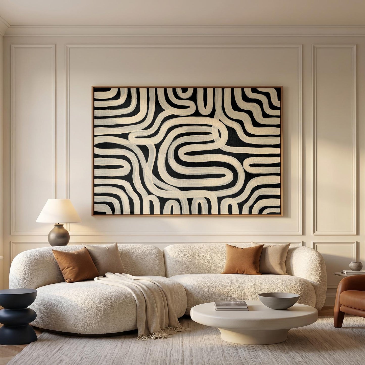 Abstract Wavy Lines Canvas Wall Art