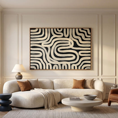 Abstract Wavy Lines Canvas Wall Art