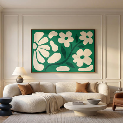 Retro Daisy Flowers Canvas Wall Art