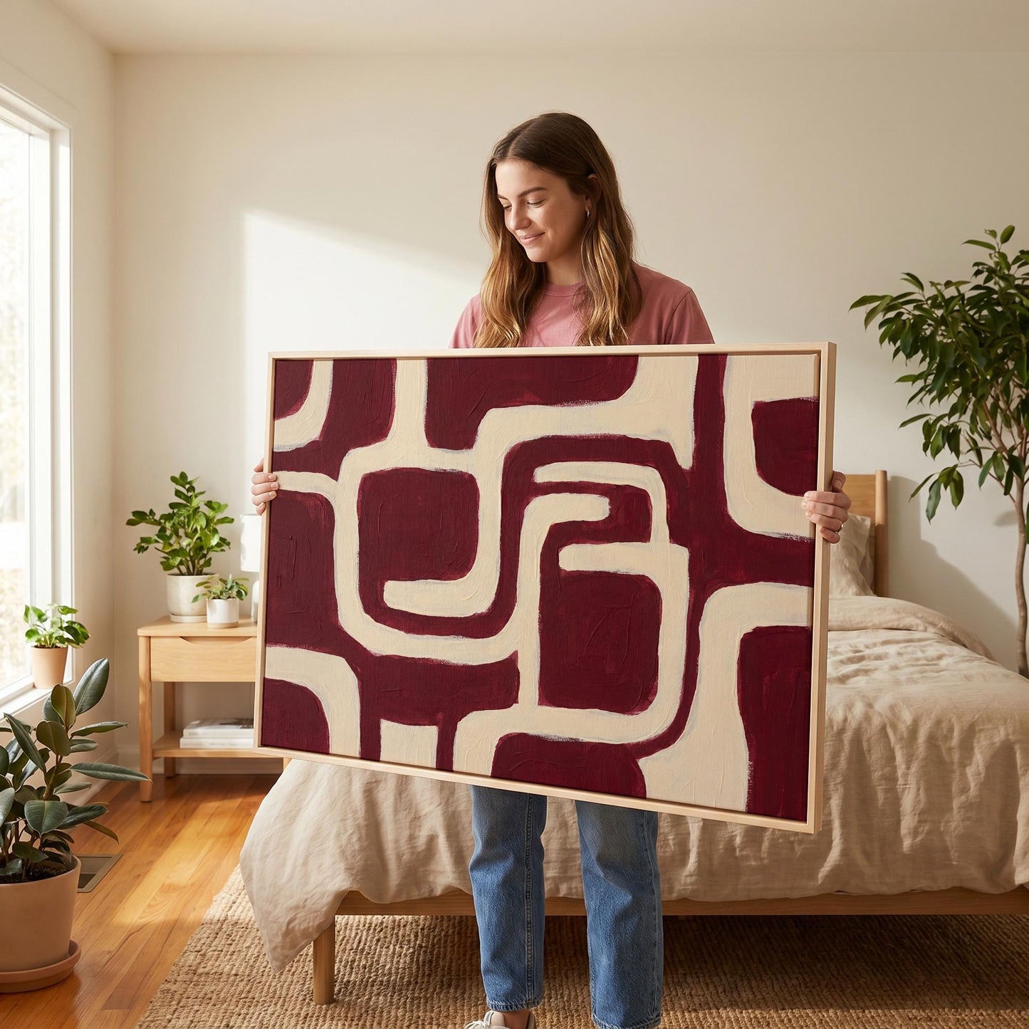 Abstract Maze Lines Canvas Wall Art