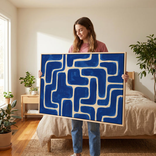Blue Abstract Maze Canvas Wall Art