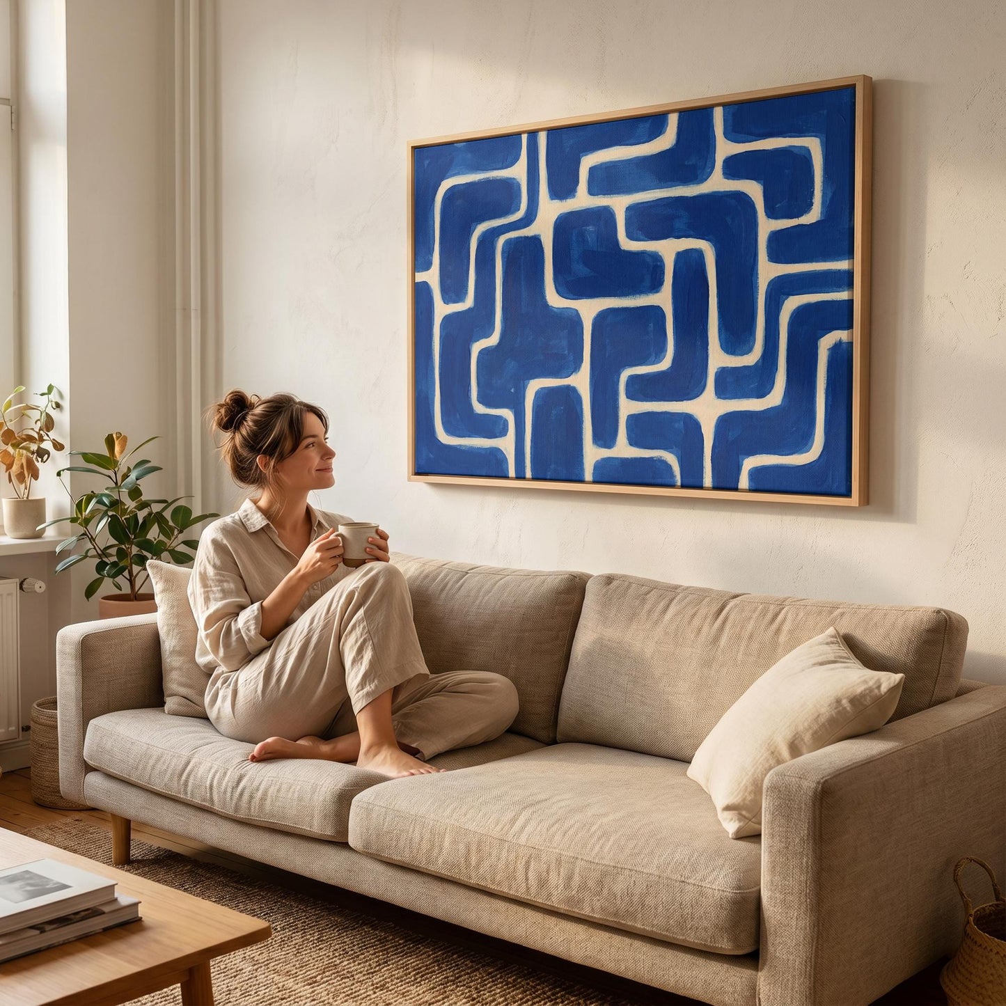 Blue Abstract Maze Canvas Wall Art