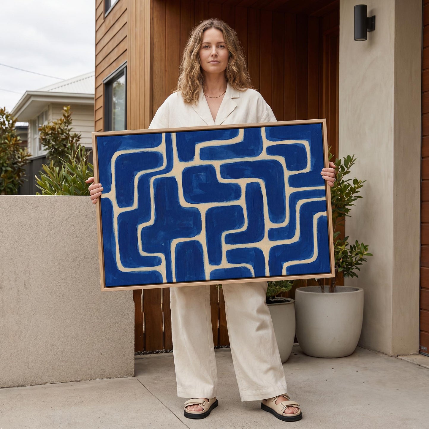 Blue Abstract Maze Canvas Wall Art