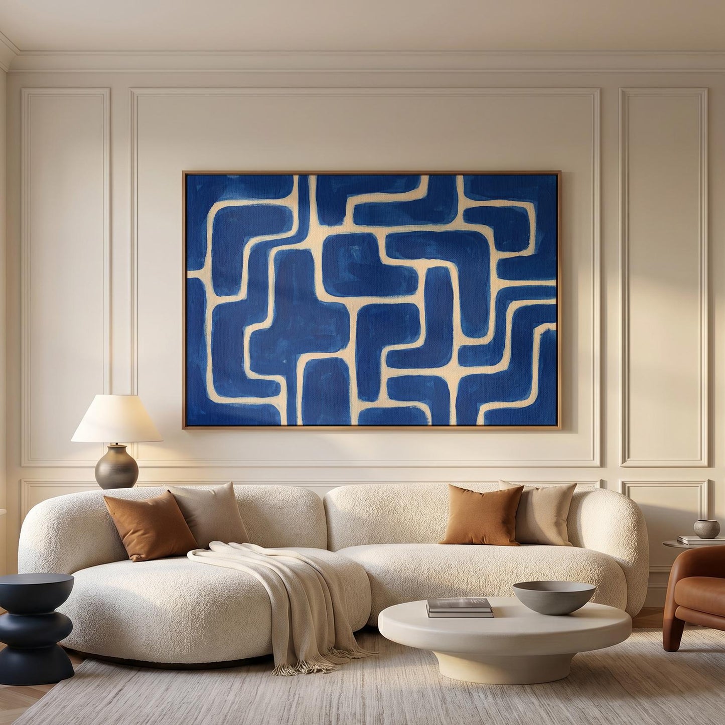 Blue Abstract Maze Canvas Wall Art