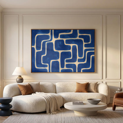 Blue Abstract Maze Canvas Wall Art