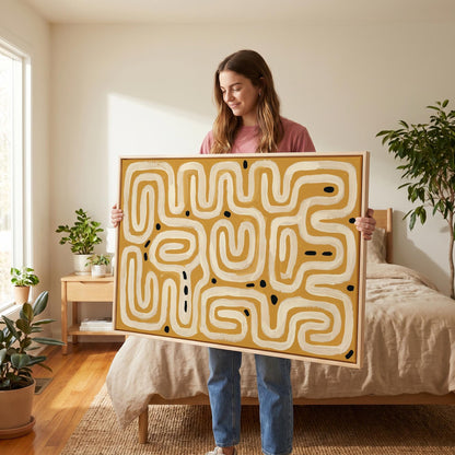 Abstract Maze Lines Canvas Wall Art