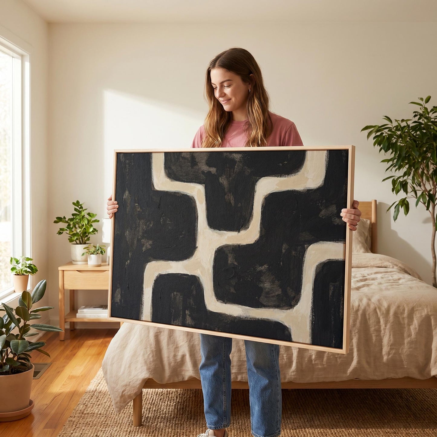 Abstract Geometric Lines Canvas Wall Art