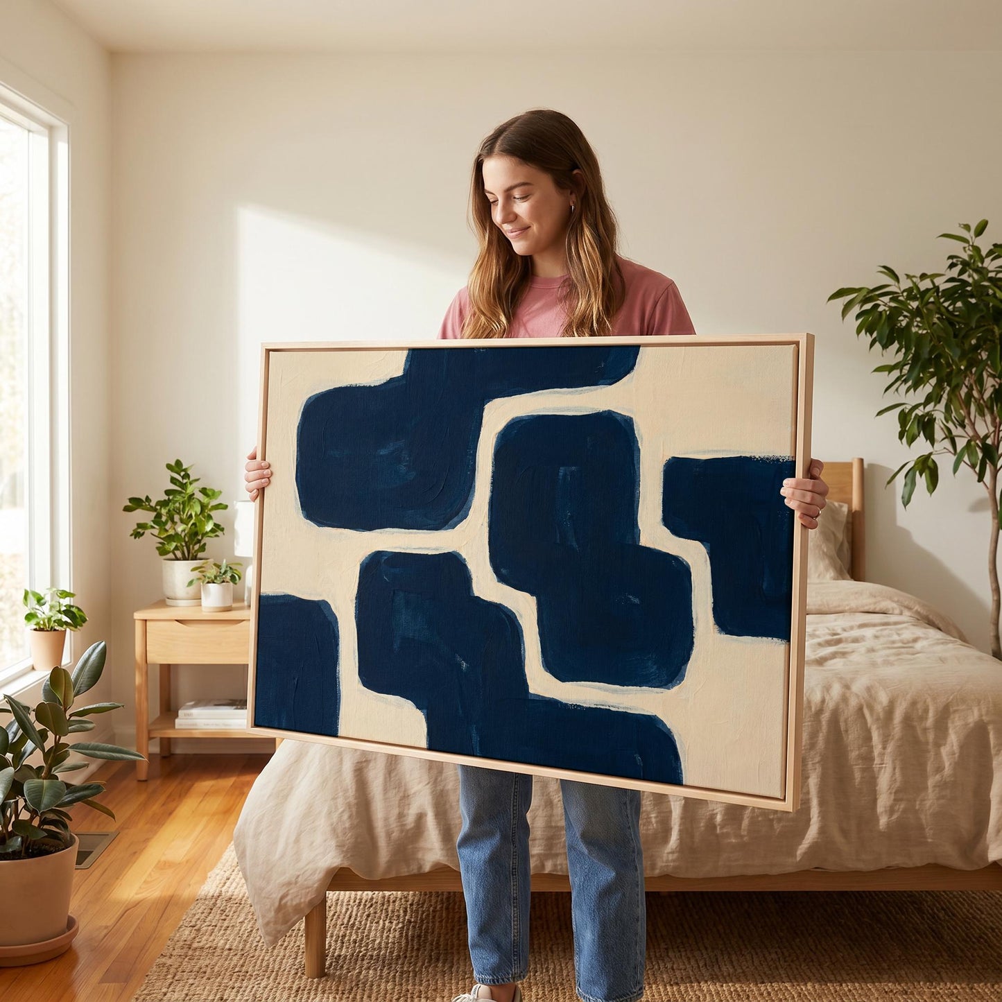 Navy Blue Abstract Canvas Wall Art