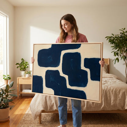 Navy Blue Abstract Canvas Wall Art
