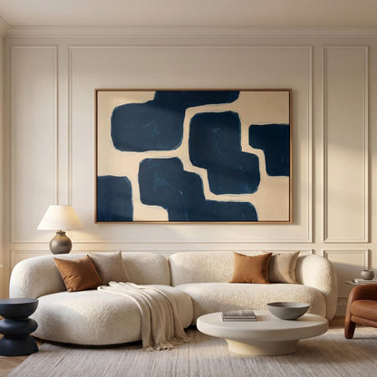 Navy Blue Abstract Canvas Wall Art