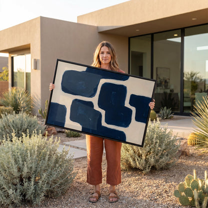 Navy Blue Abstract Canvas Wall Art
