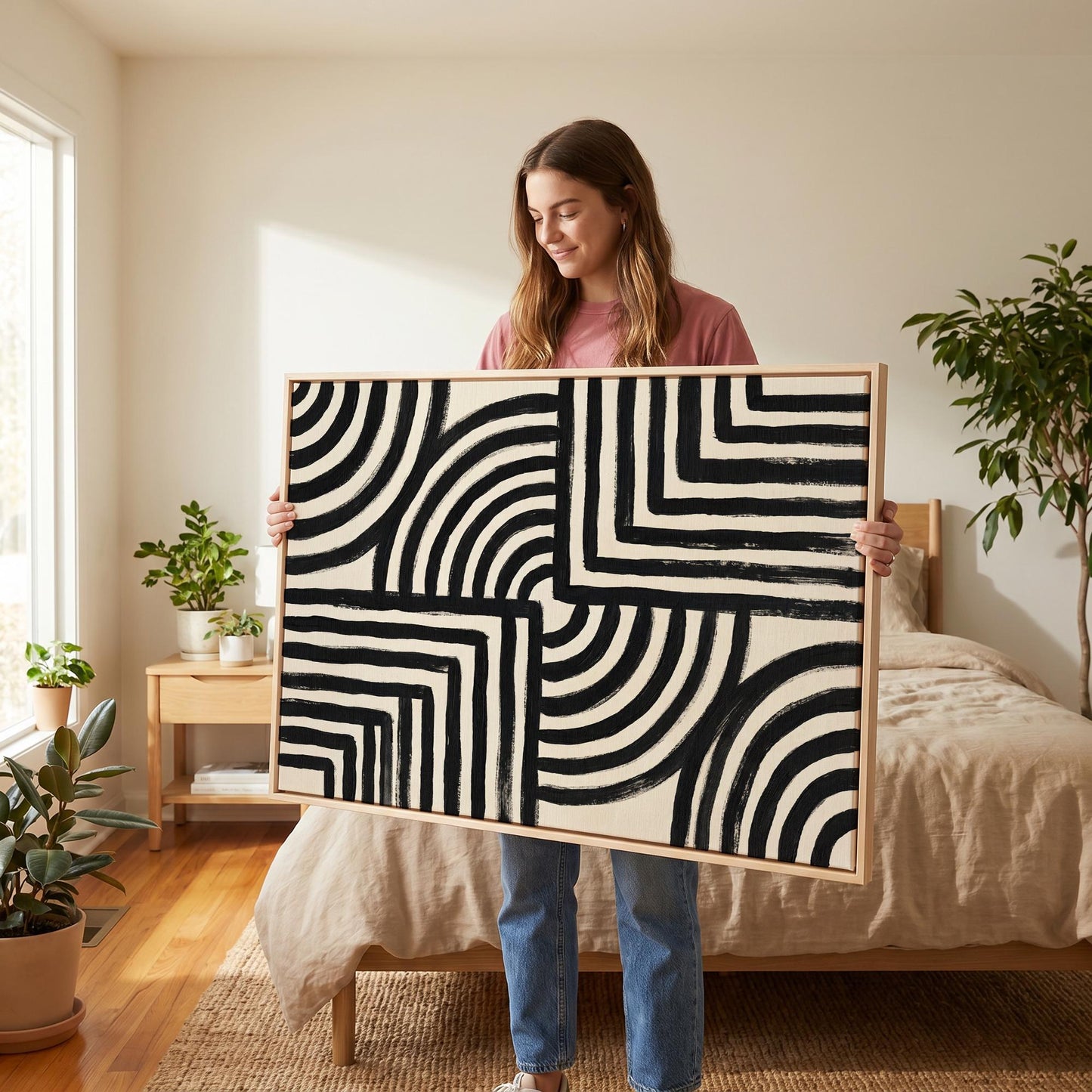 Abstract Geometric Lines Canvas Wall Art