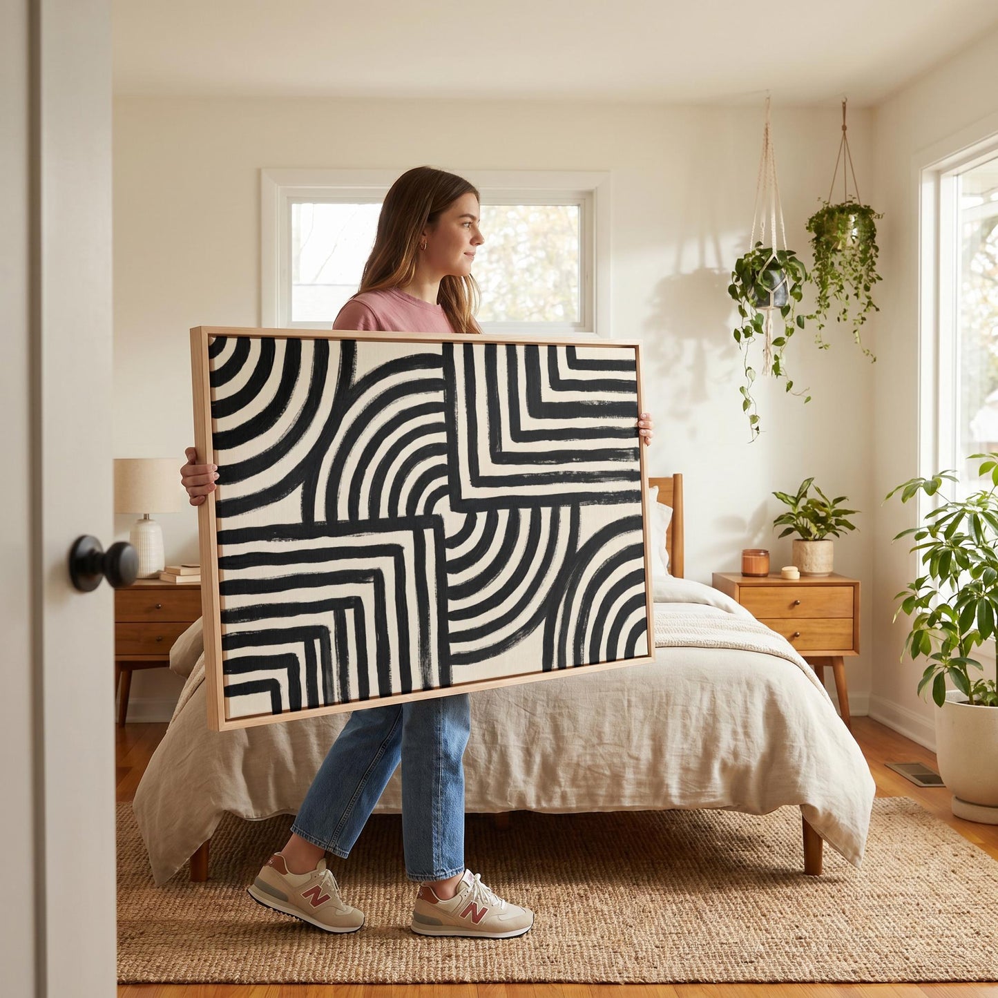 Abstract Geometric Lines Canvas Wall Art
