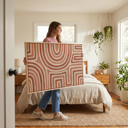 Terracotta Abstract Lines Canvas Wall Art