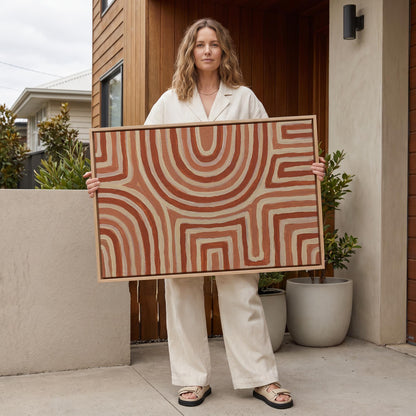 Terracotta Abstract Lines Canvas Wall Art