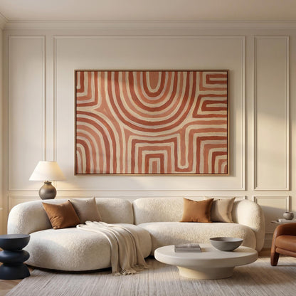 Terracotta Abstract Lines Canvas Wall Art