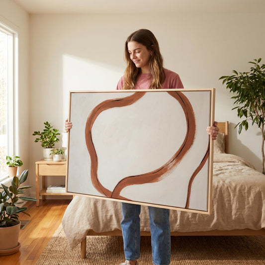 Abstract Terracotta Brushstroke Canvas Wall Art