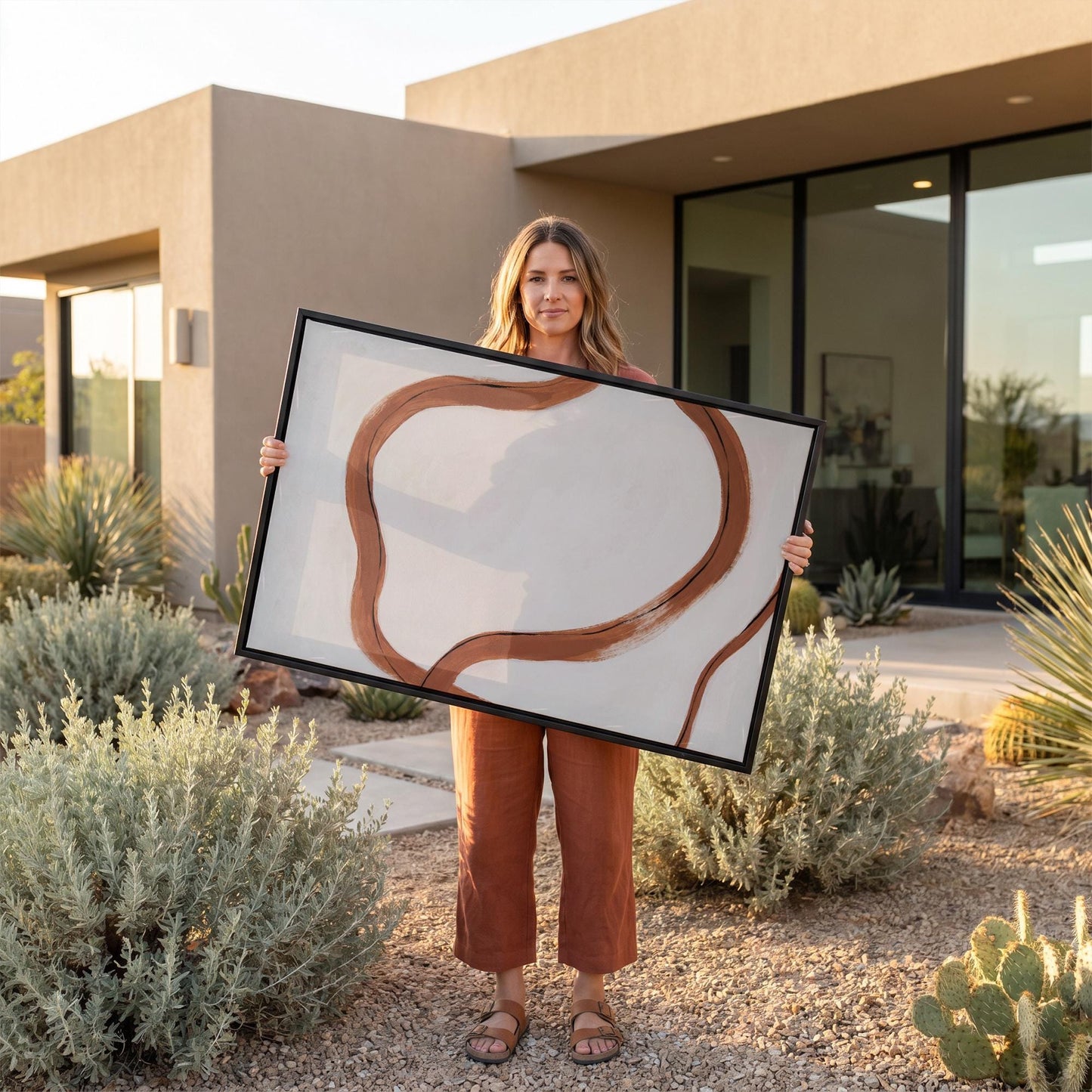 Abstract Terracotta Brushstroke Canvas Wall Art