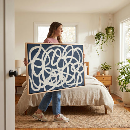 Abstract Swirl Lines Canvas Wall Art