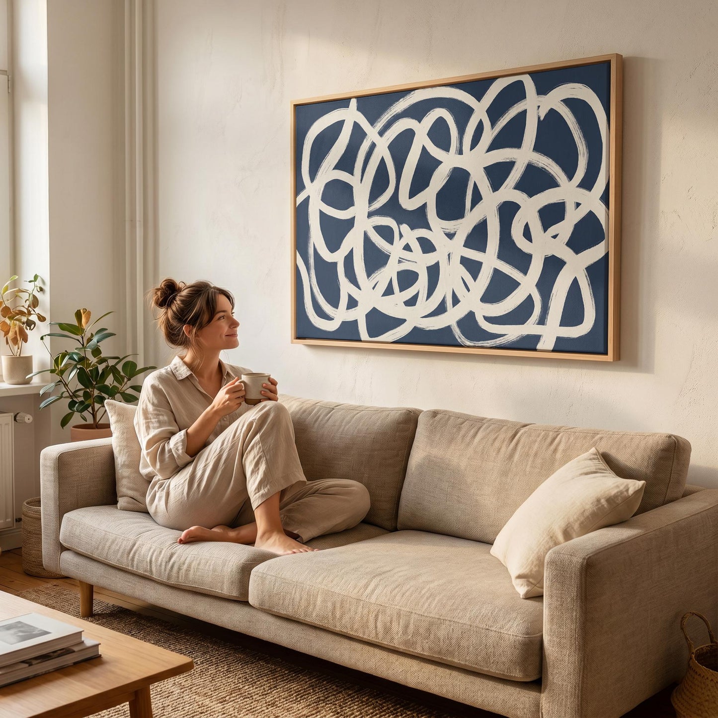 Abstract Swirl Lines Canvas Wall Art