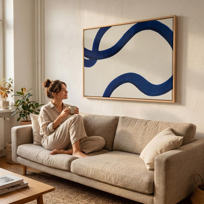 Abstract Blue Wave Canvas Wall Art